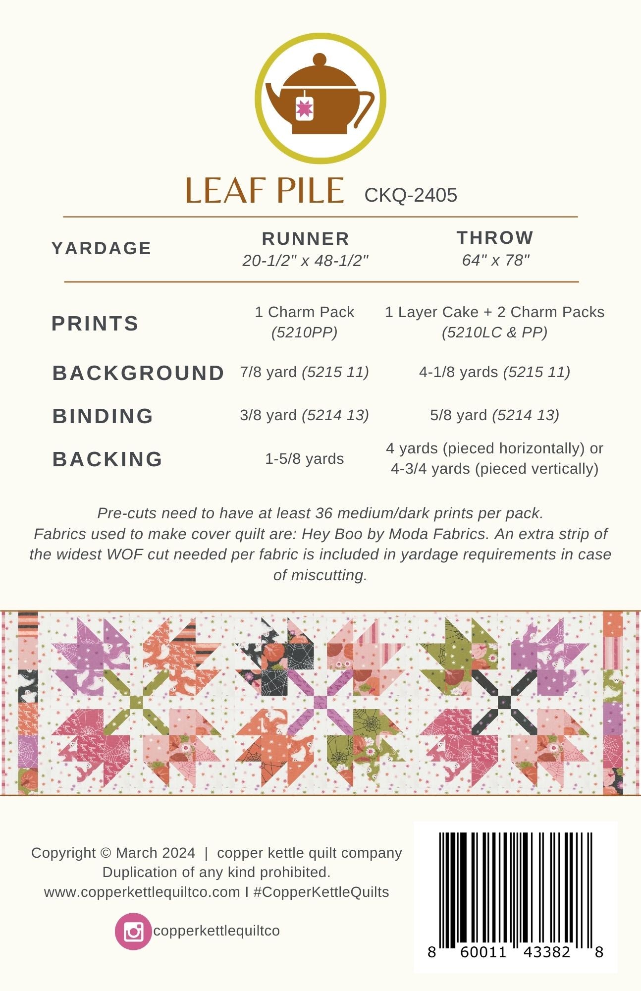 Leaf Pile | CKQ-2405 Runner & Throw Quilt Pattern
