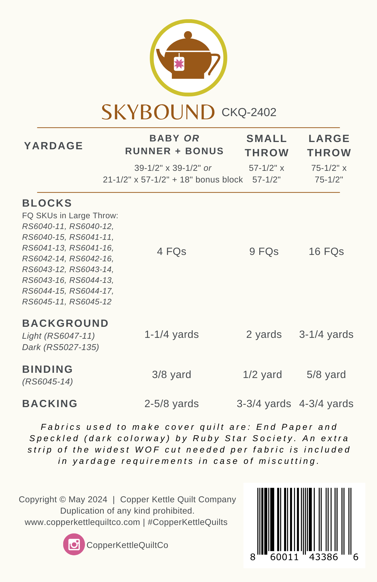 Skybound | CKQ-2402 Quilt Pattern