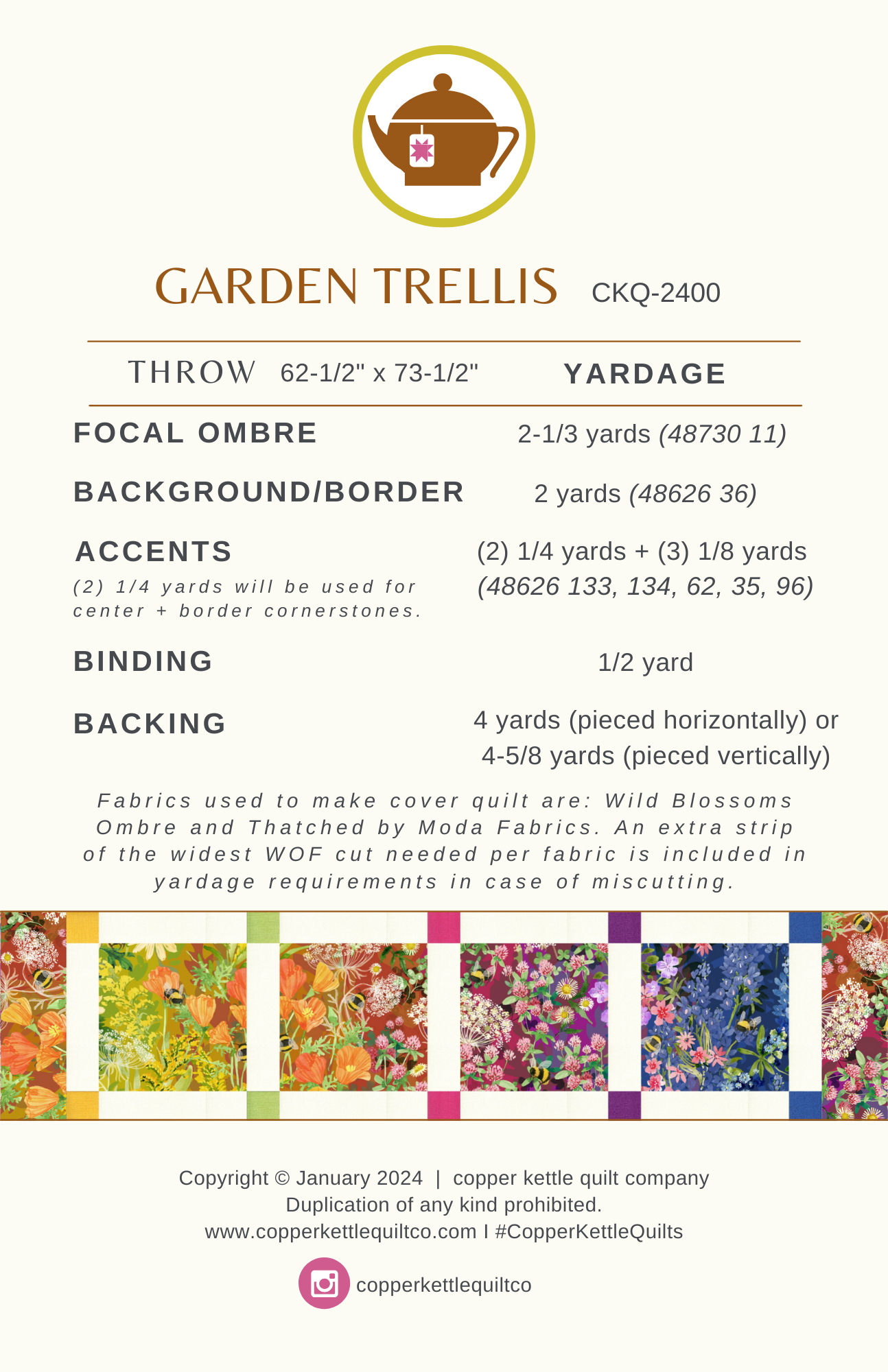 Garden Trellis | CKQ-2400 Throw Quilt Pattern