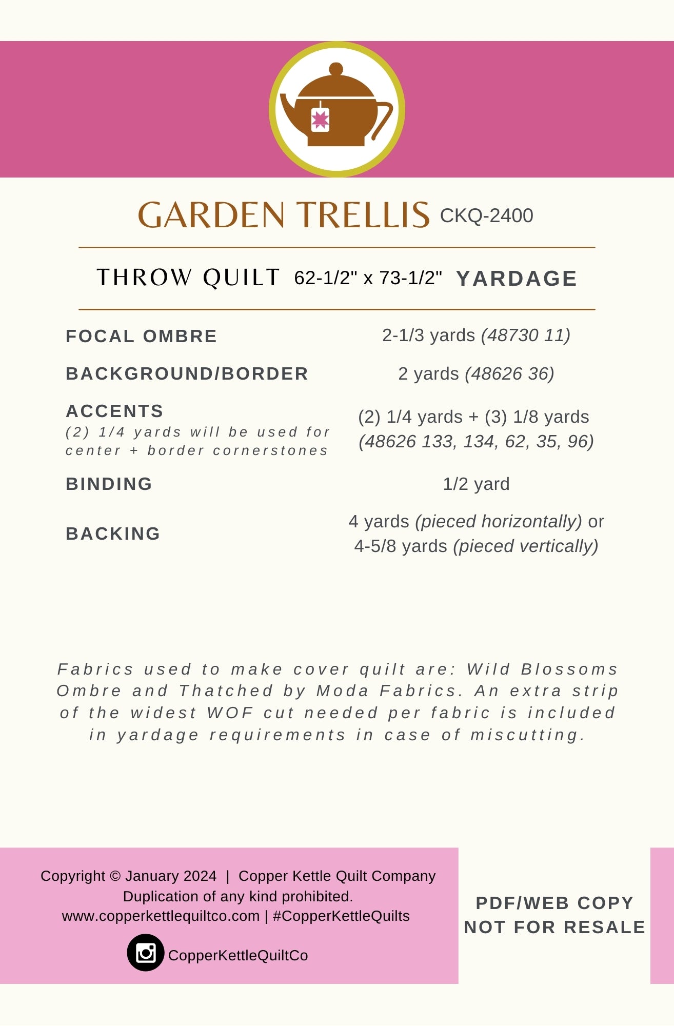Garden Trellis | CKQ-2400 Throw Quilt Pattern