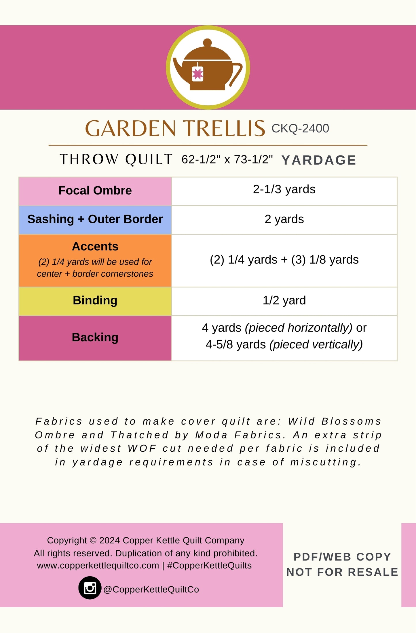 Garden Trellis | CKQ-2400 Quilt Pattern