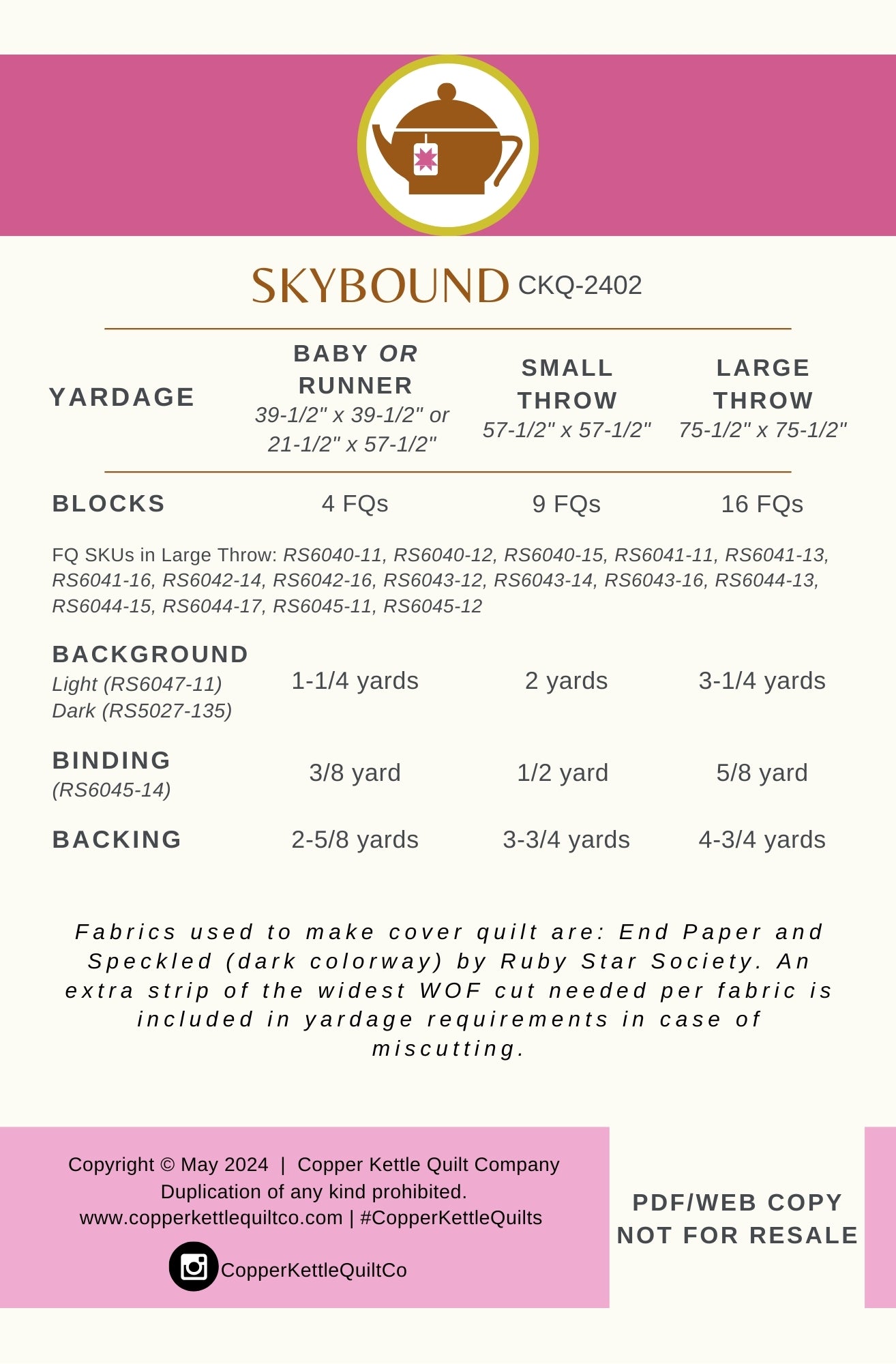Skybound | CKQ-2402 Quilt Pattern