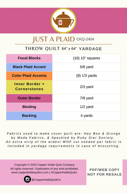 Just a Plaid | CKQ-2404 Quilt Pattern