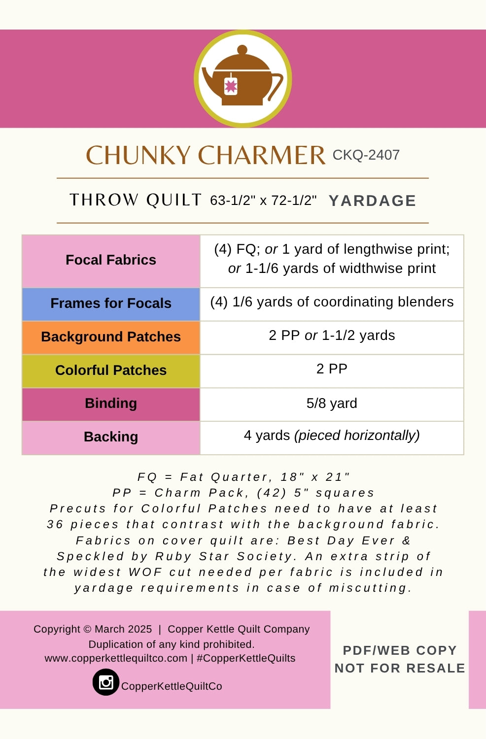Chunky Charmer | CKQ-2407 Quilt Pattern