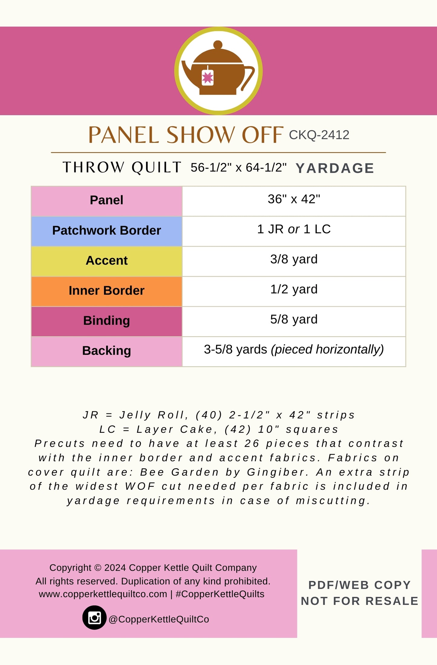 Panel Show Off | CKQ-2412 Quilt Pattern