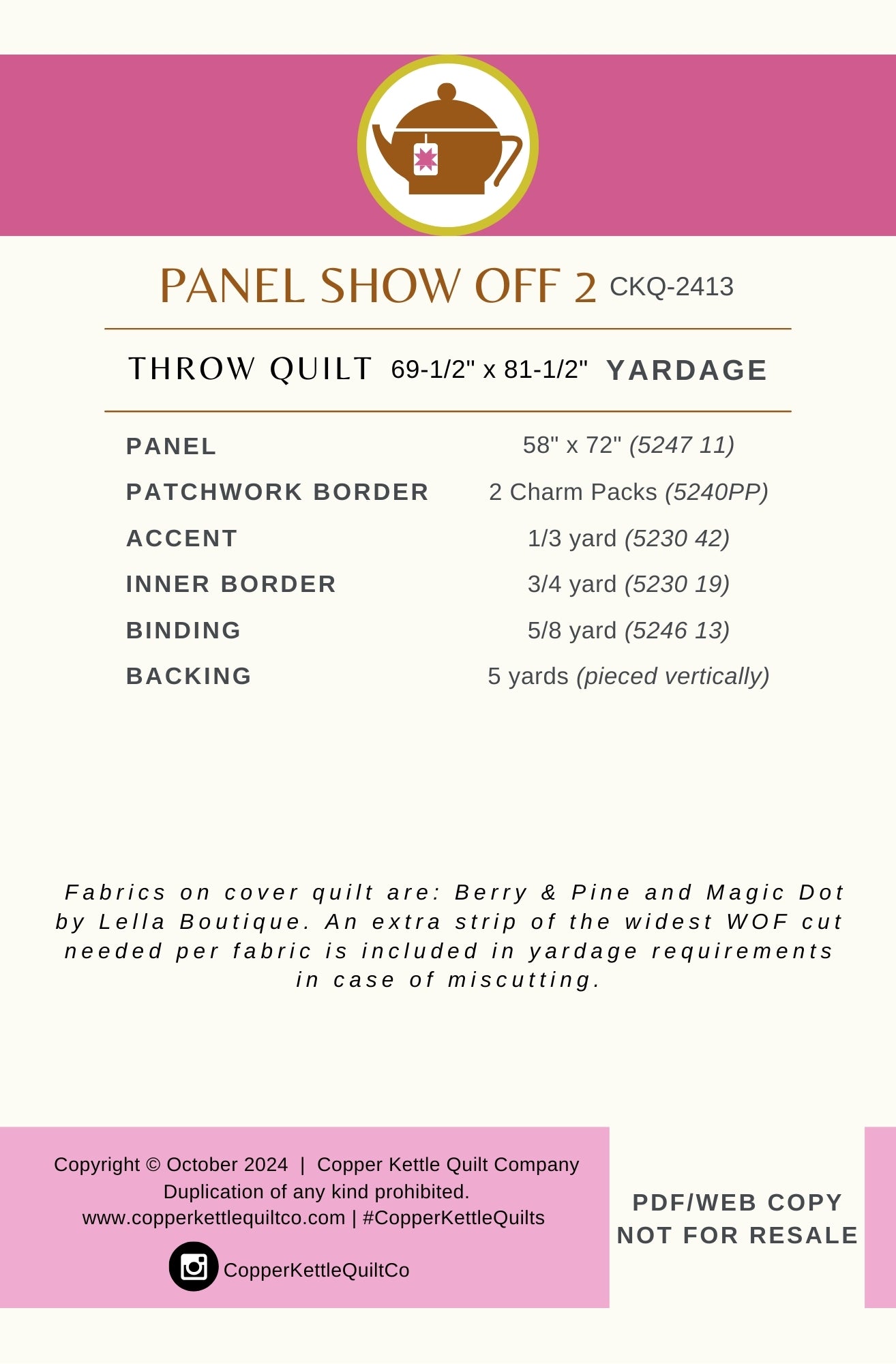 Panel Show Off 2 | CKQ-2413 Quilt Pattern