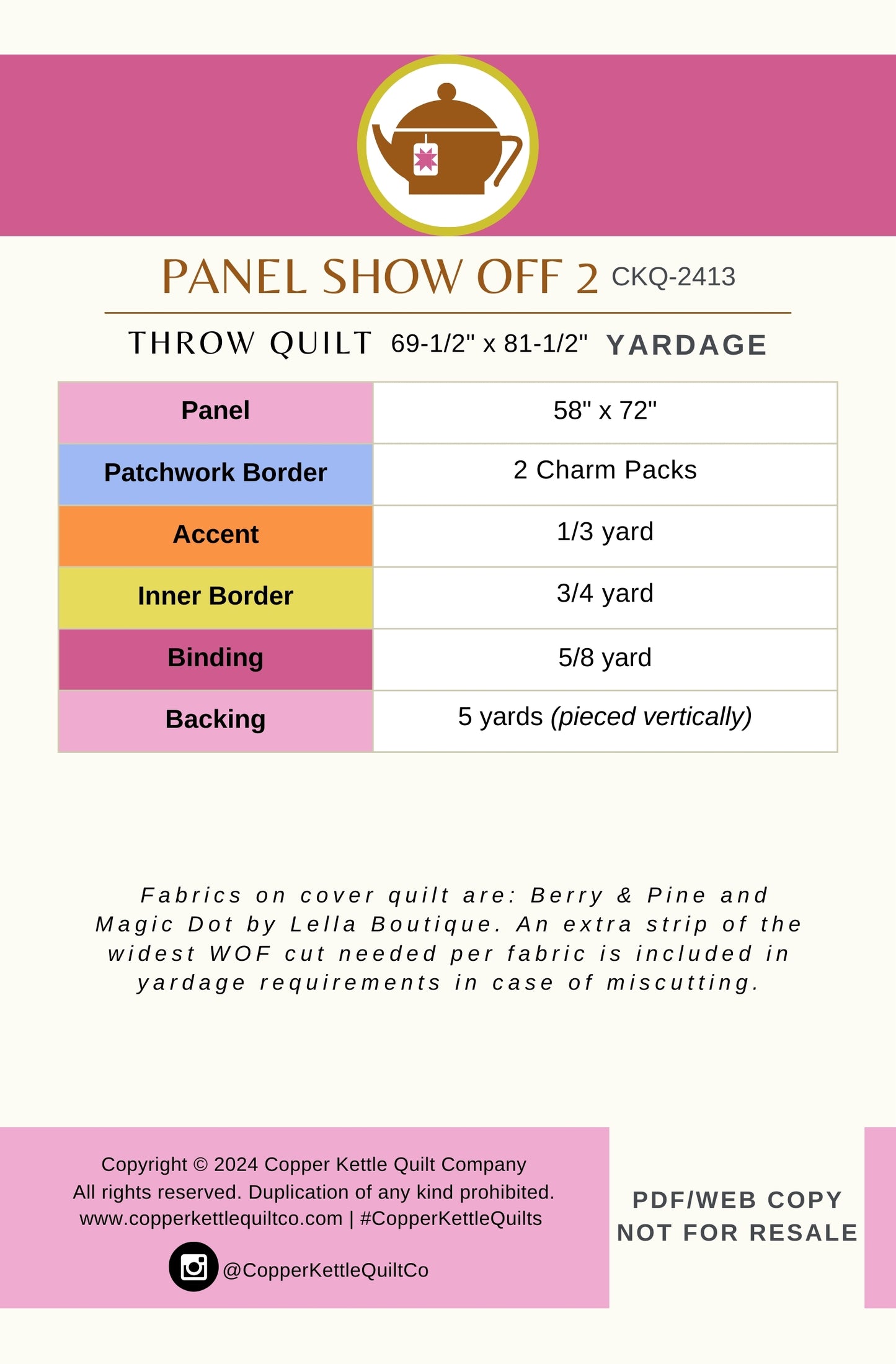 Panel Show Off 2 | CKQ-2413 Quilt Pattern