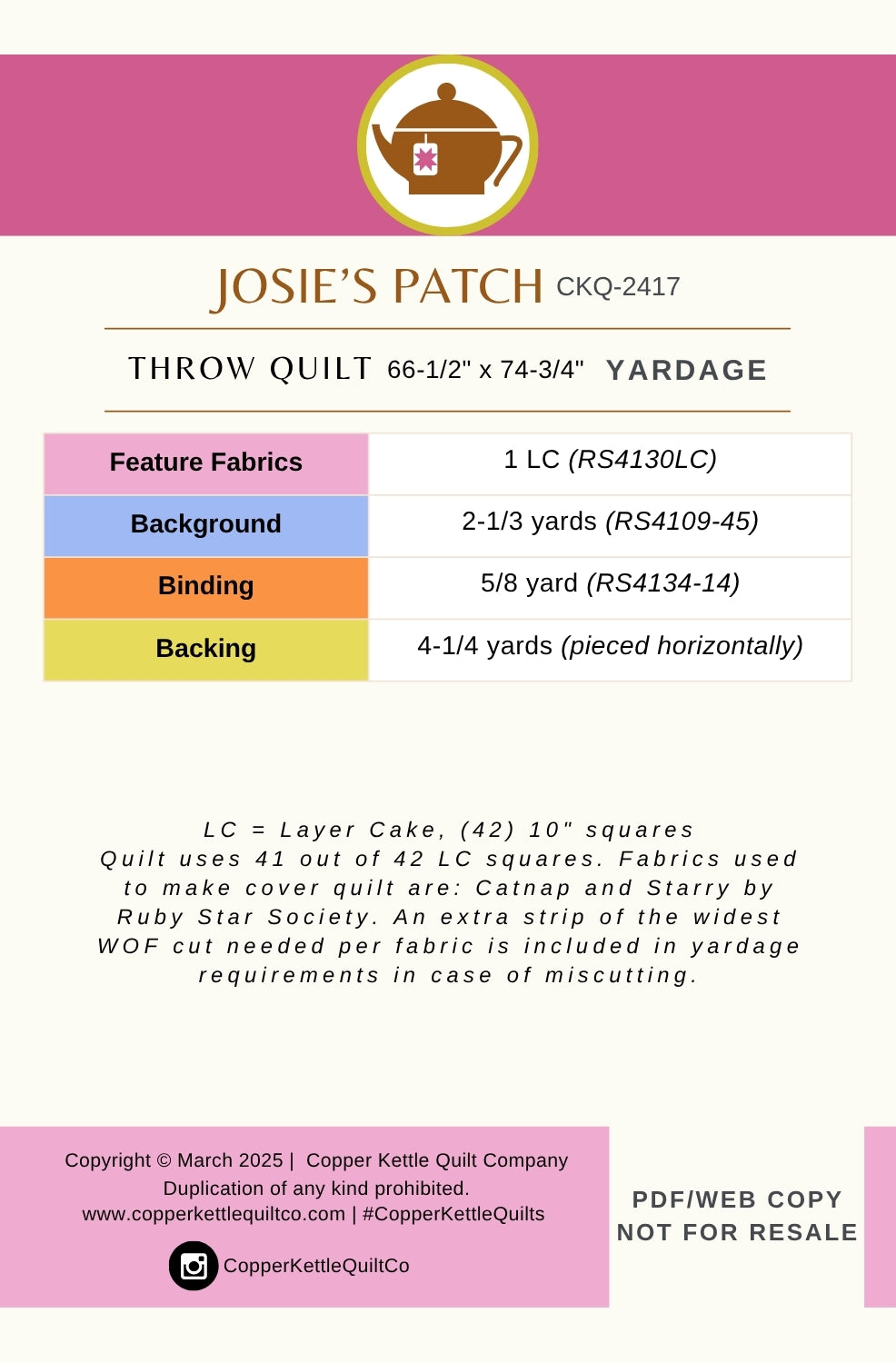 Josie's Patch | CKQ-2417 Quilt Pattern