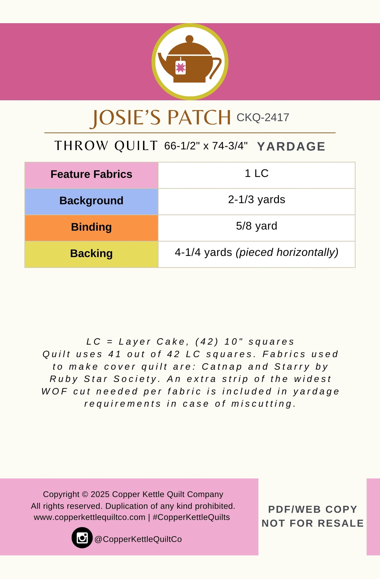 Josie's Patch | CKQ-2417 Quilt Pattern