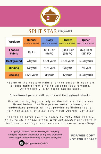Split Star | CKQ-2421 Quilt Pattern