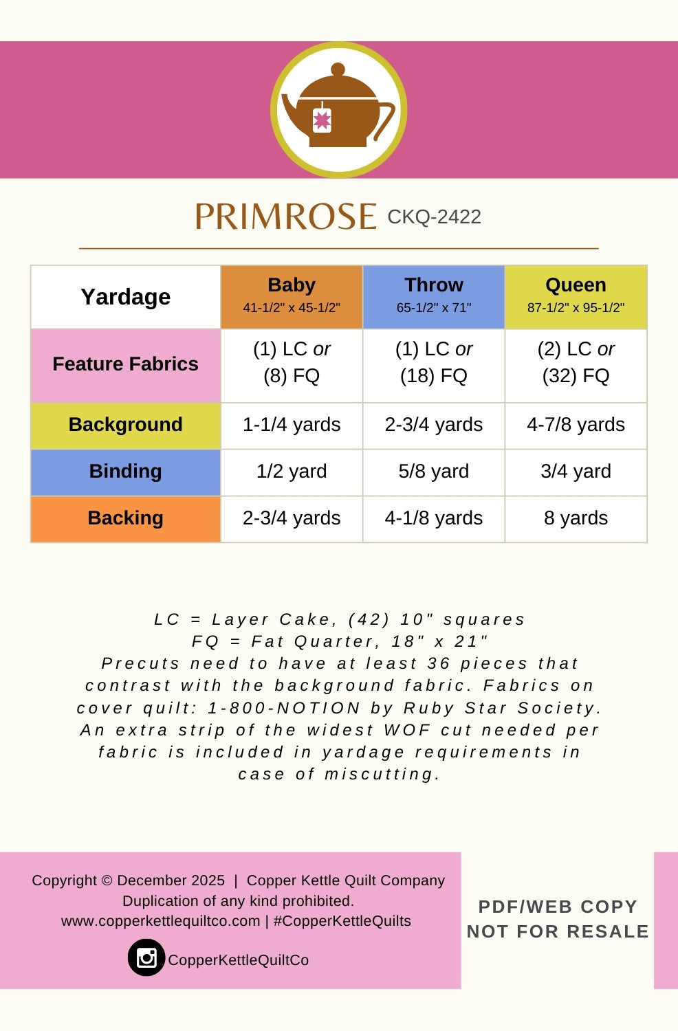 Primrose | CKQ-2422 Quilt Pattern