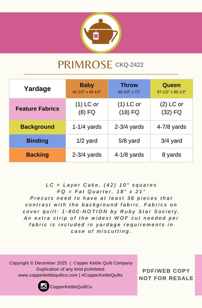Primrose | CKQ-2422 Quilt Pattern