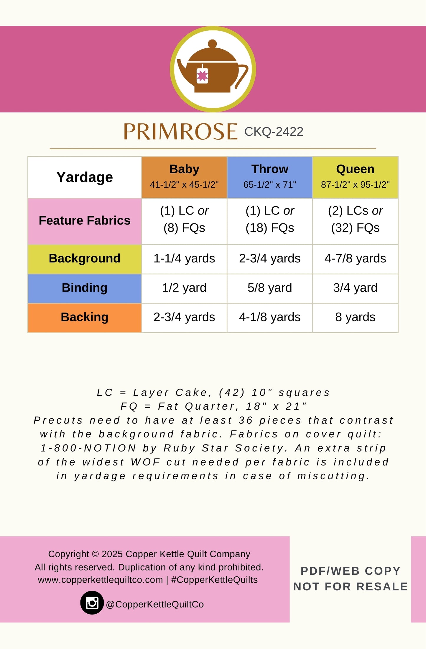 Primrose | CKQ-2422 Quilt Pattern