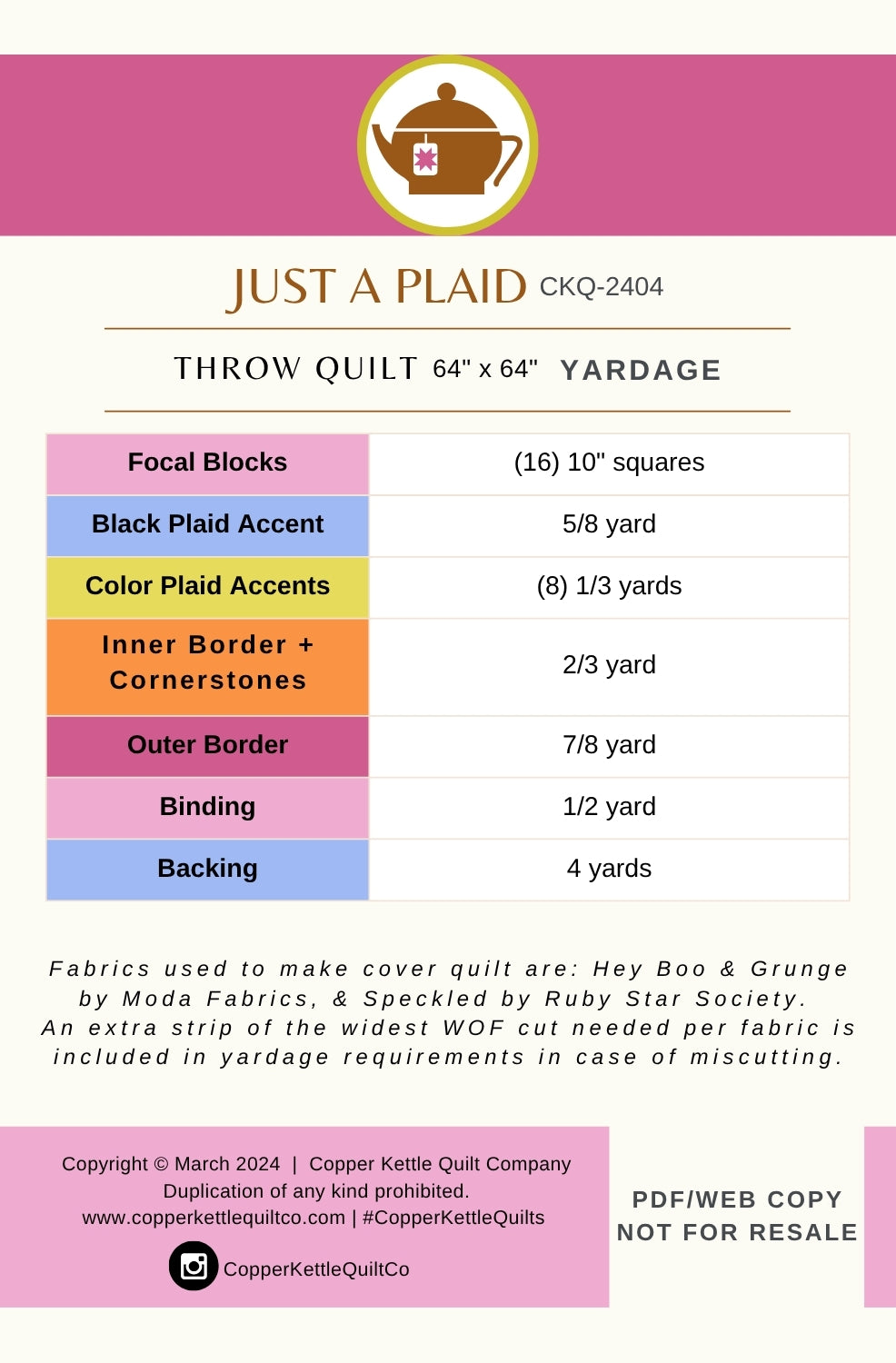 Just a Plaid | CKQ-2404 Quilt Pattern