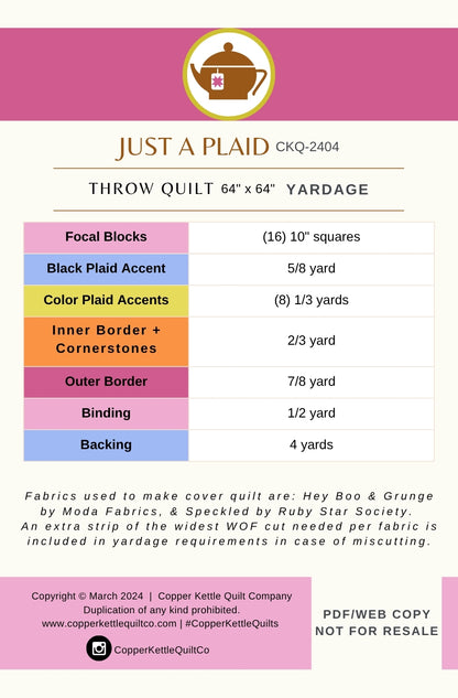 Just a Plaid | CKQ-2404 Quilt Pattern