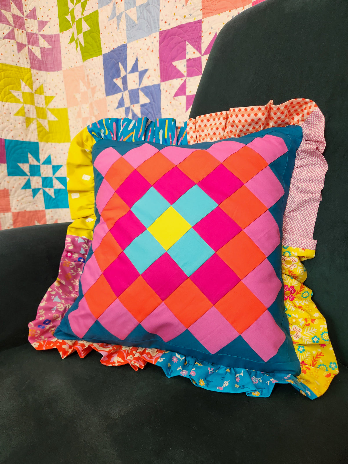 Patchwork Granny Square Pillows | CKQ-1100 Pieced Pillow Book